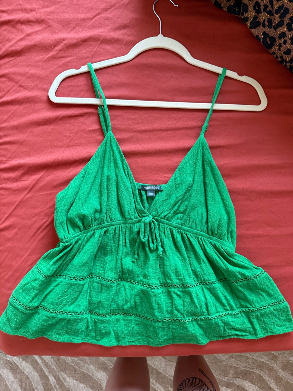 wild fable Bright Green Tie-Front Spaghetti Strap Camisole